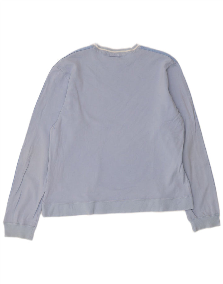 Champion Womens Top Long Sleeve UK 16 Large Blue Striped Cotton