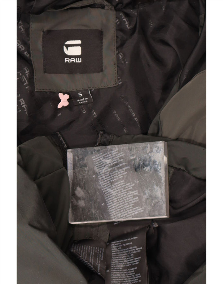 G-STAR Womens Hooded Padded Coat UK 10 Small Green Colourblock Polyester