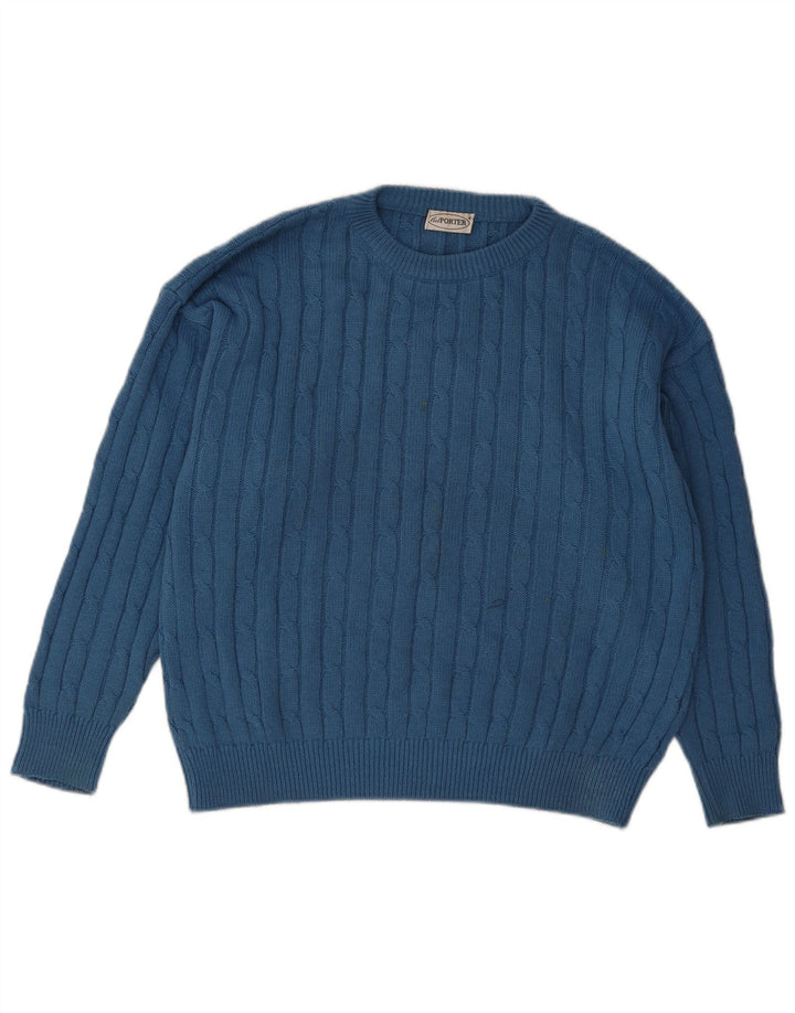 Vintage Mens Crew Neck Jumper Sweater Large Blue