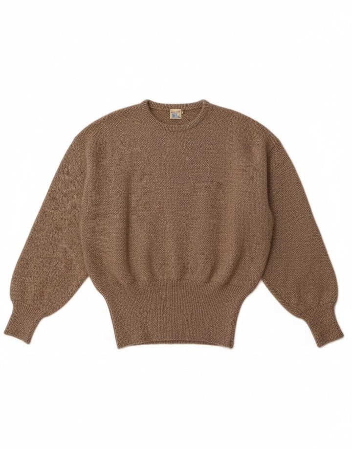 Vintage Womens Crew Neck Jumper Sweater UK 14 Medium Brown Wool