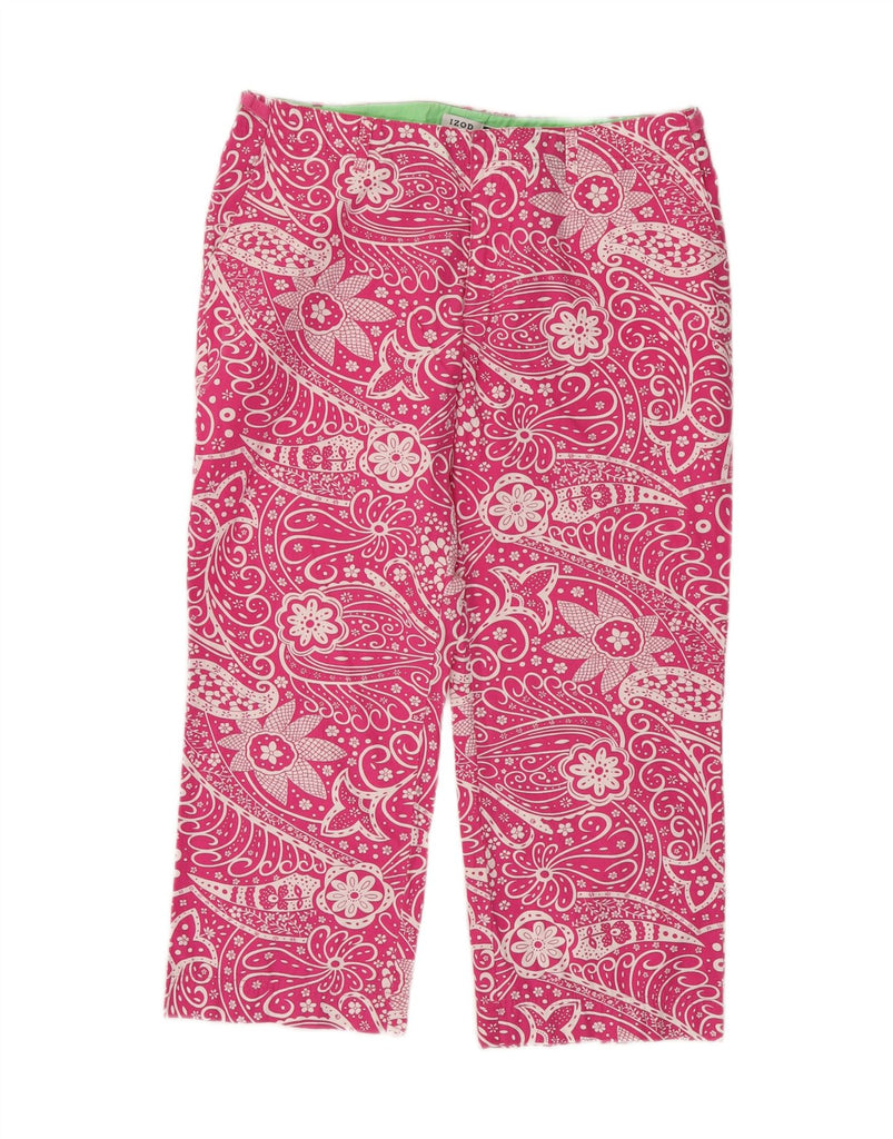 IZOD Womens Straight Cropped Trousers US 12 Large W34 L24 Pink Floral Vintage Izod and Second-Hand Izod from Messina Hembry 