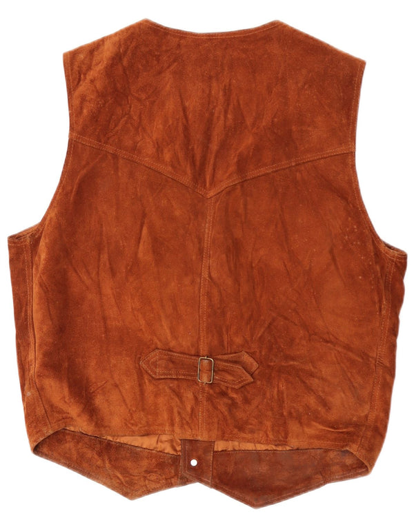 Vintage Mens Suede Waistcoat XL Brown