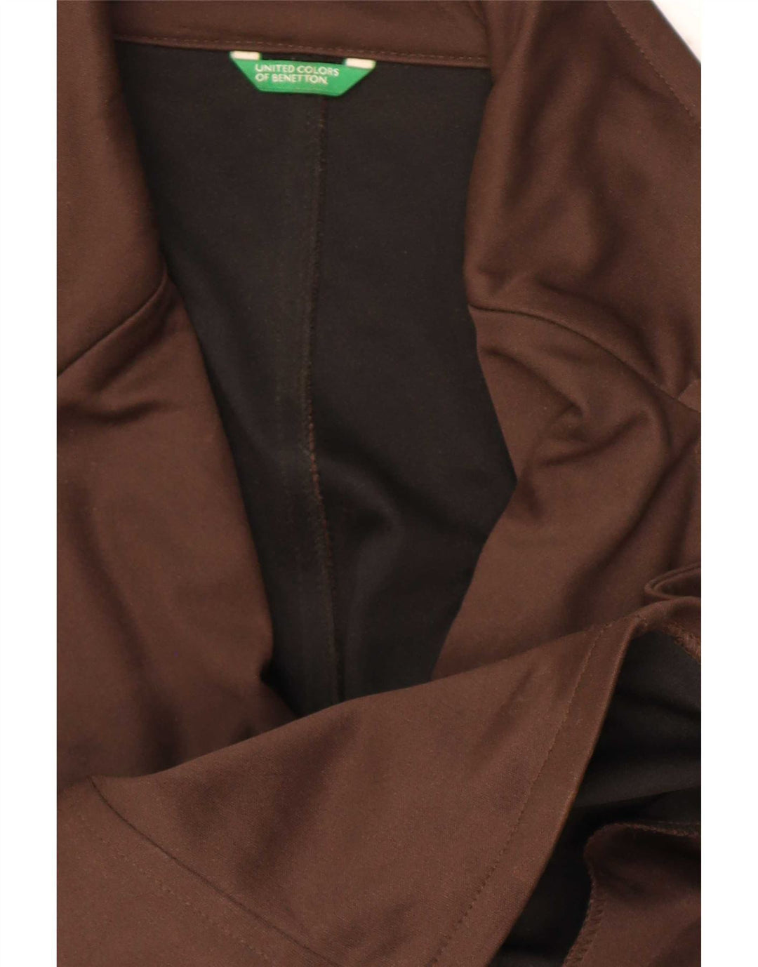 Benetton Womens Double Breasted Blazer Jacket IT 40 Small Brown Polyester