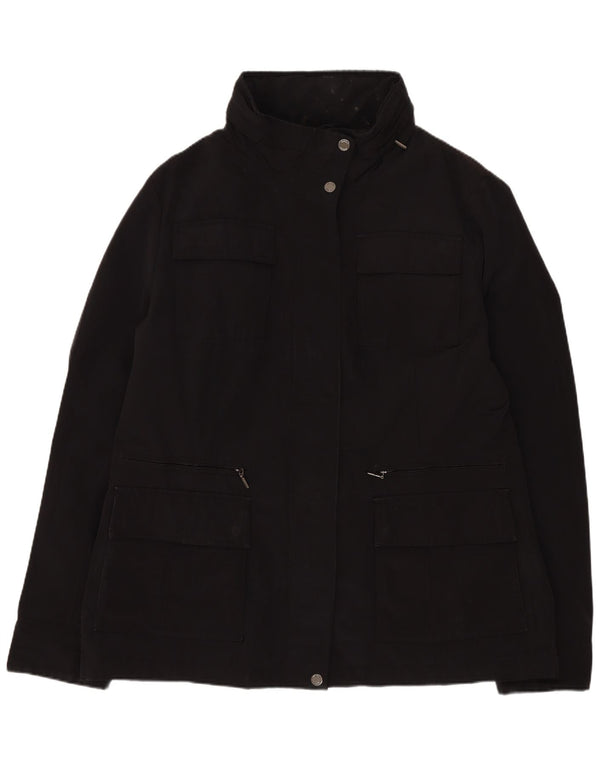 Geox Respira Womens Hooded Utility Jacket UK 18 XL Black Polyester