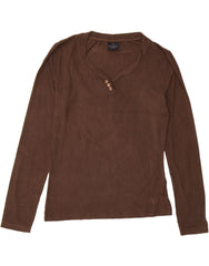 TRUSSARDI Womens Top Long Sleeve UK 18 XL Brown Viscose