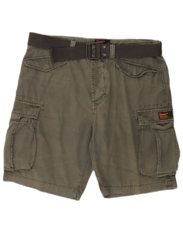 SUPERDRY Mens Cargo Shorts W34 Large Khaki Cotton
