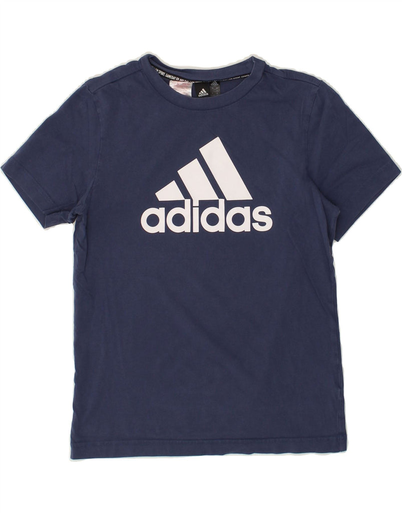 ADIDAS Boys Graphic T-Shirt Top 11-12 Years Navy Blue Cotton | Vintage Adidas | Thrift | Second-Hand Adidas | Used Clothing | Messina Hembry 