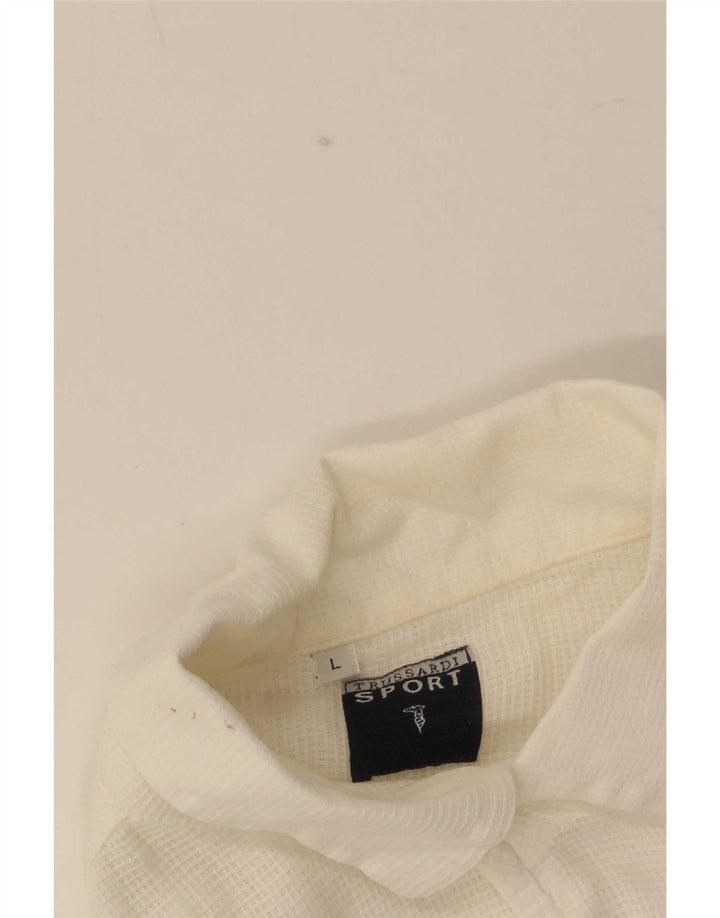 Trussardi Mens 3/4 Sleeve Overshirt Shirt Large White