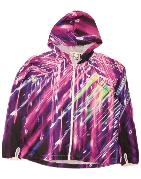 Fila Womens Hooded Rain Jacket UK 16 Large Multicoloured Striped Polyester