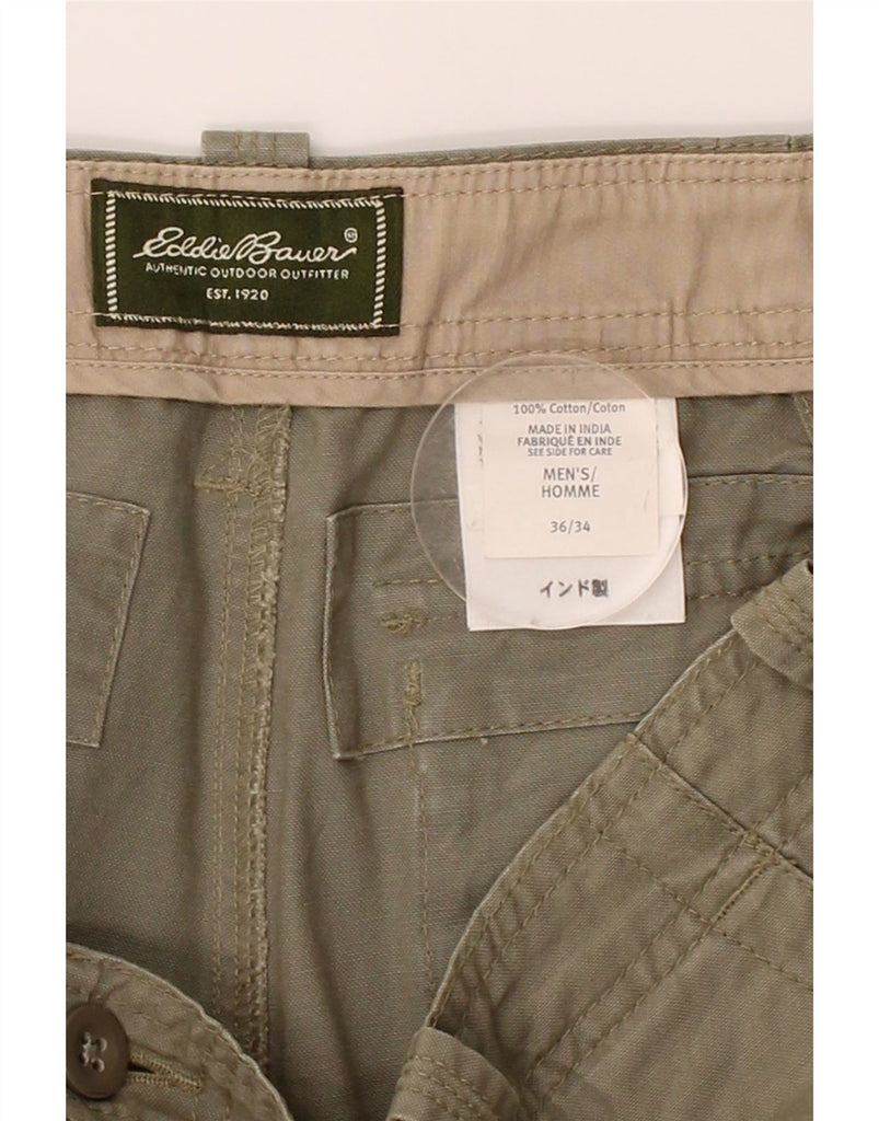EDDIE BAUER Mens Straight Cargo Trousers W36 L34 Khaki Cotton Vintage Eddie Bauer and Second-Hand Eddie Bauer from Messina Hembry 