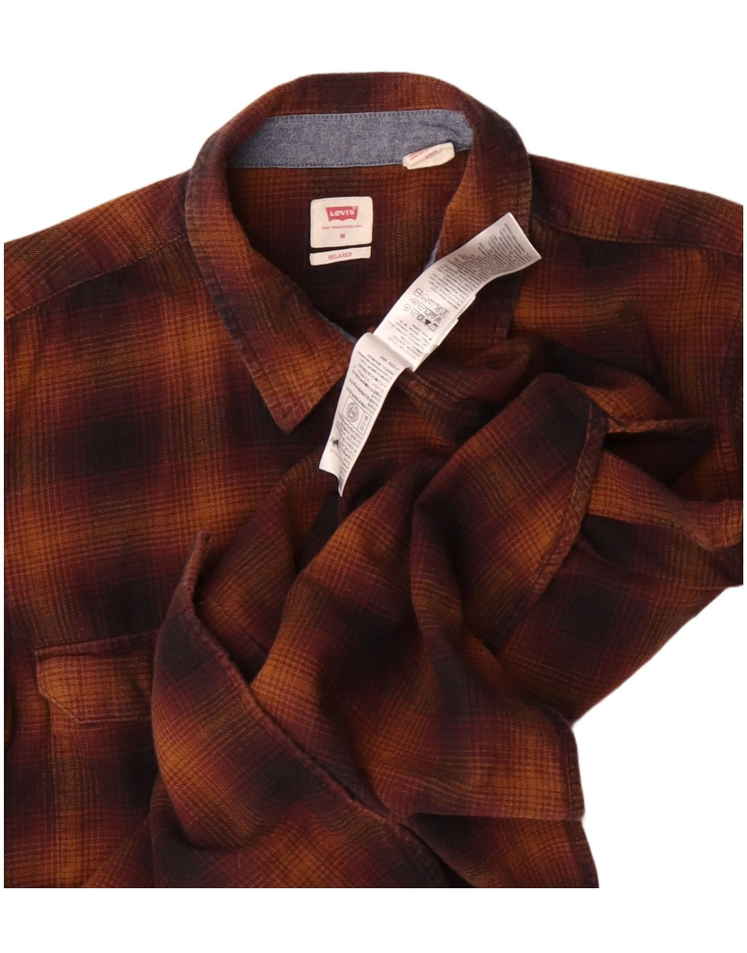 Levi's Mens Checked  Relaxed Fit Flannel Shirt Medium Brown Check Cotton