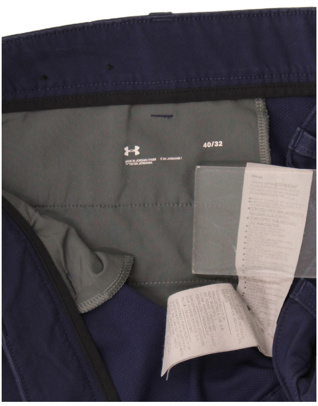 Under Armour Mens Straight Chino Trousers W40 L32 Navy Blue Polyester