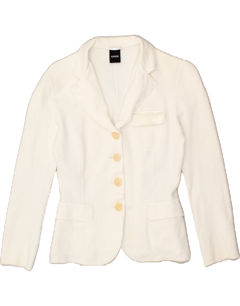 ASPESI Womens 4 Button Blazer Jacket UK 6 XS White Viscose Vintage Aspesi and Second-Hand Aspesi from Messina Hembry 