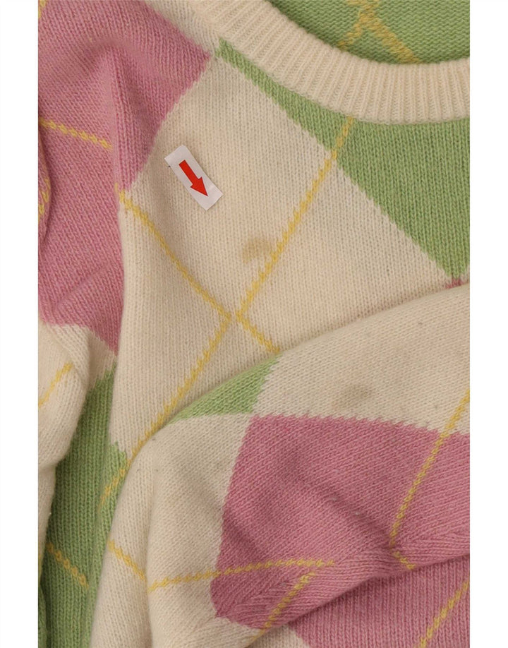 Pringle Mens Crew Neck Jumper Sweater Medium Multicoloured Argyle/Diamond