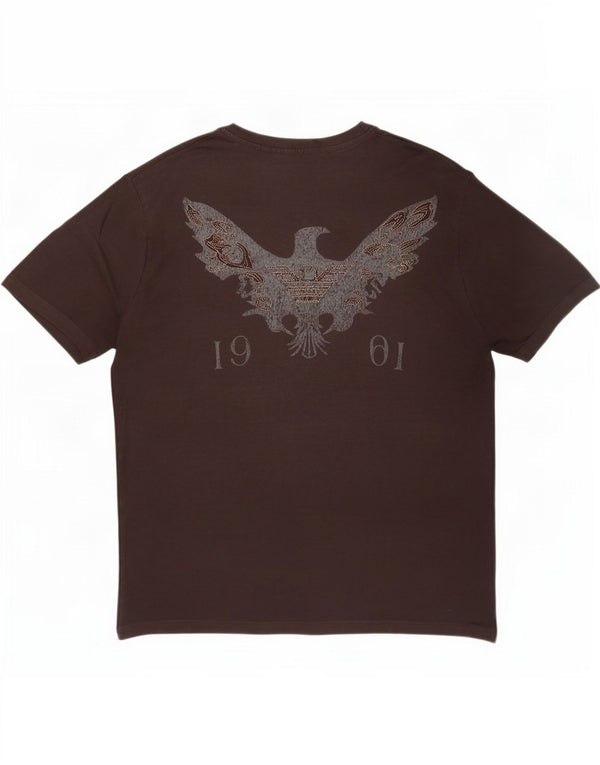 Emporio Armani Mens Graphic T-Shirt Top Large Brown