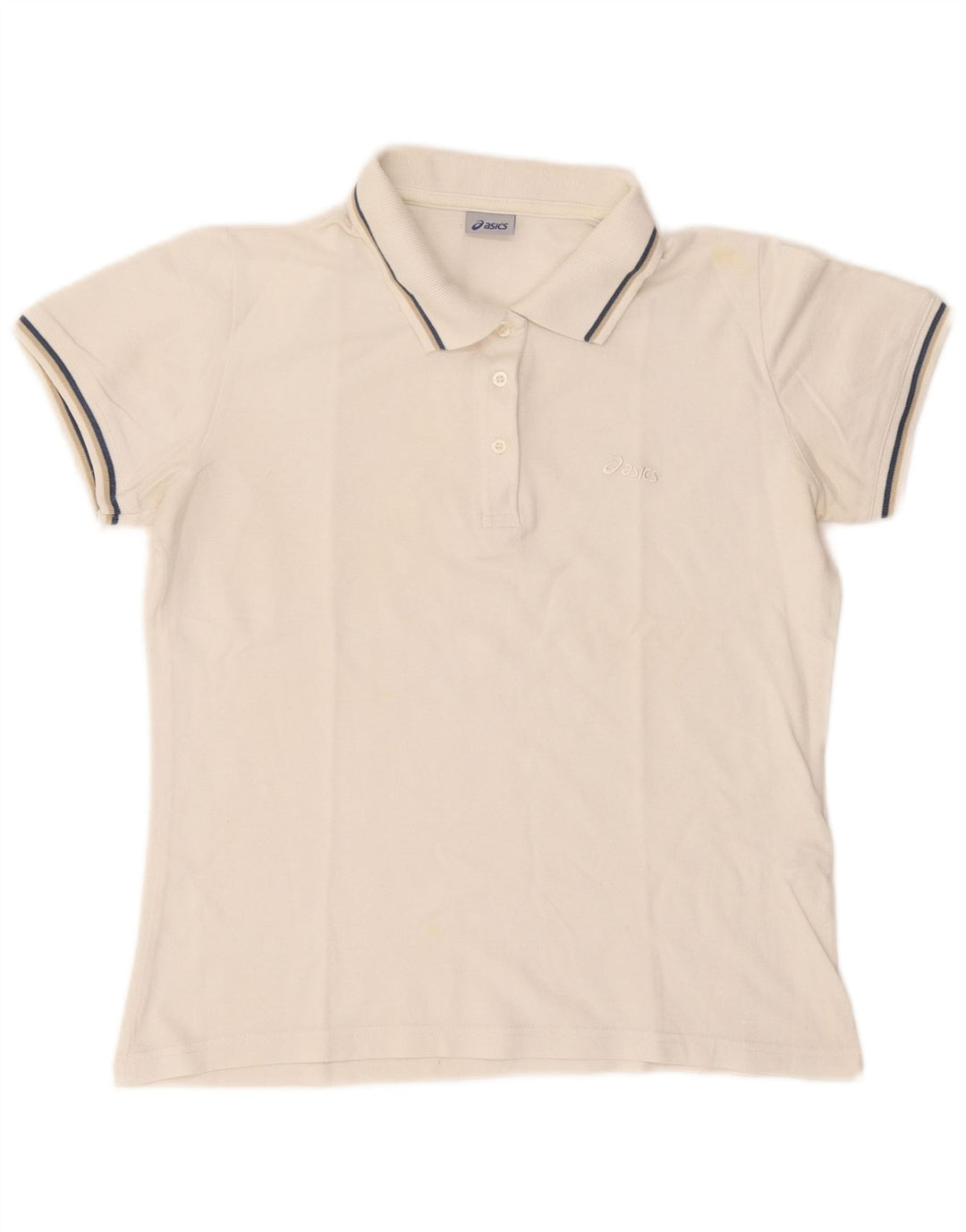 Asics Womens Polo Shirt UK 14 Medium White Cotton