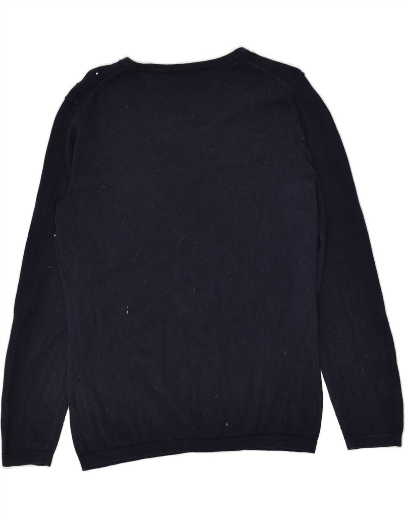 TOMMY HILFIGER Womens V-Neck Jumper Sweater UK 12 Medium Navy Blue | Vintage Tommy Hilfiger | Thrift | Second-Hand Tommy Hilfiger | Used Clothing | Messina Hembry 