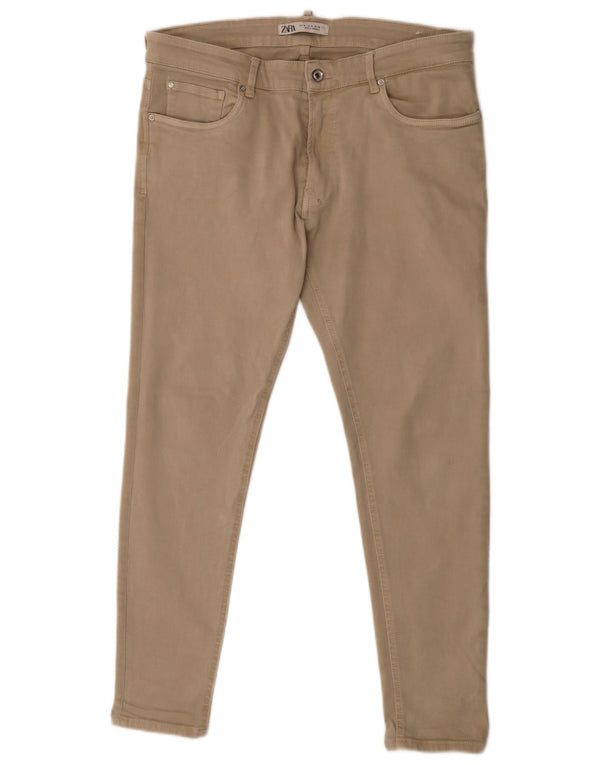 Zara Mens Low Waist Skinny Jeans EU 46 XL W36 L28 Beige Cotton