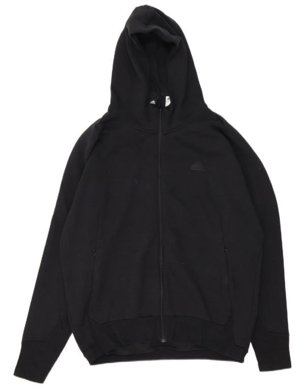 Adidas Mens Zip Hoodie Sweater Large Black Cotton