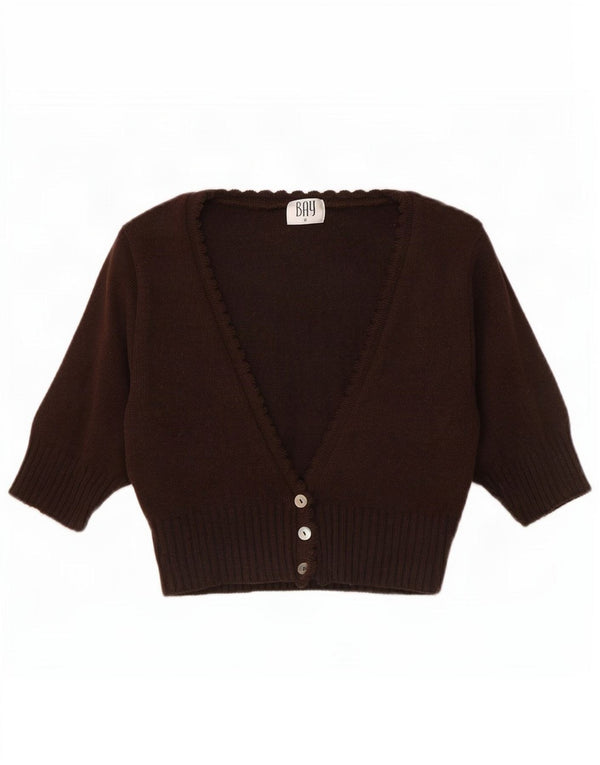 Bay Womens Short Sleeve Bolero Jumper UK 8 Small Brown Acrylic