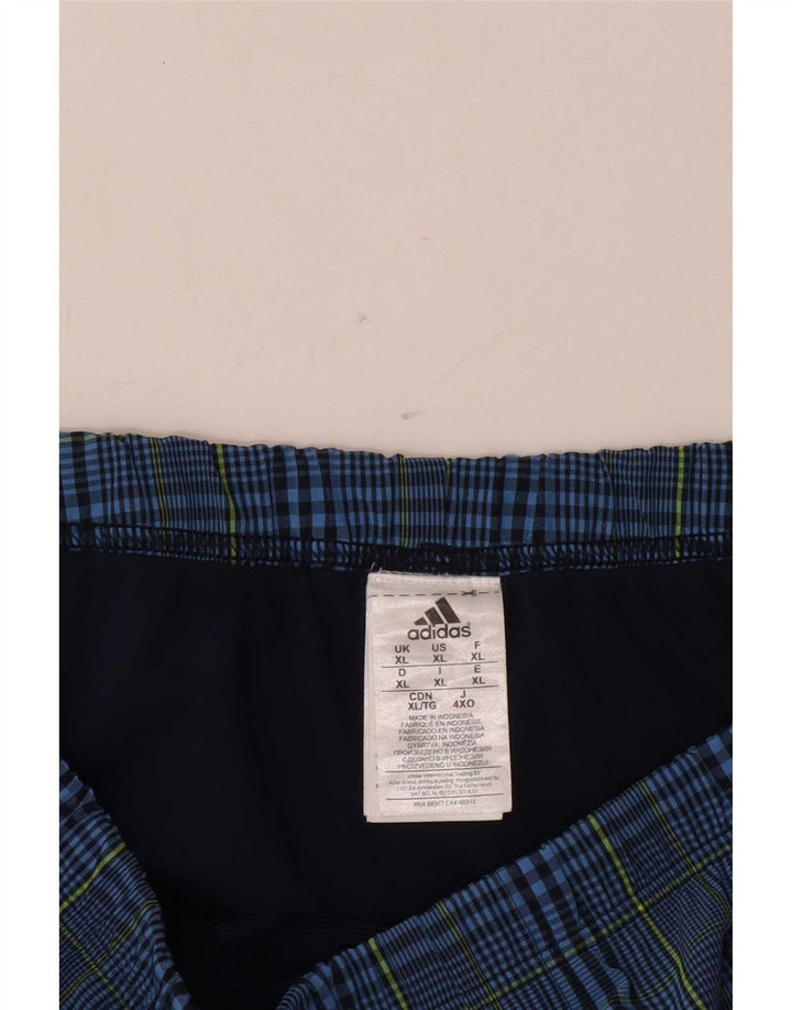 Adidas Mens Swimming Shorts XL Navy Blue Check Polyester
