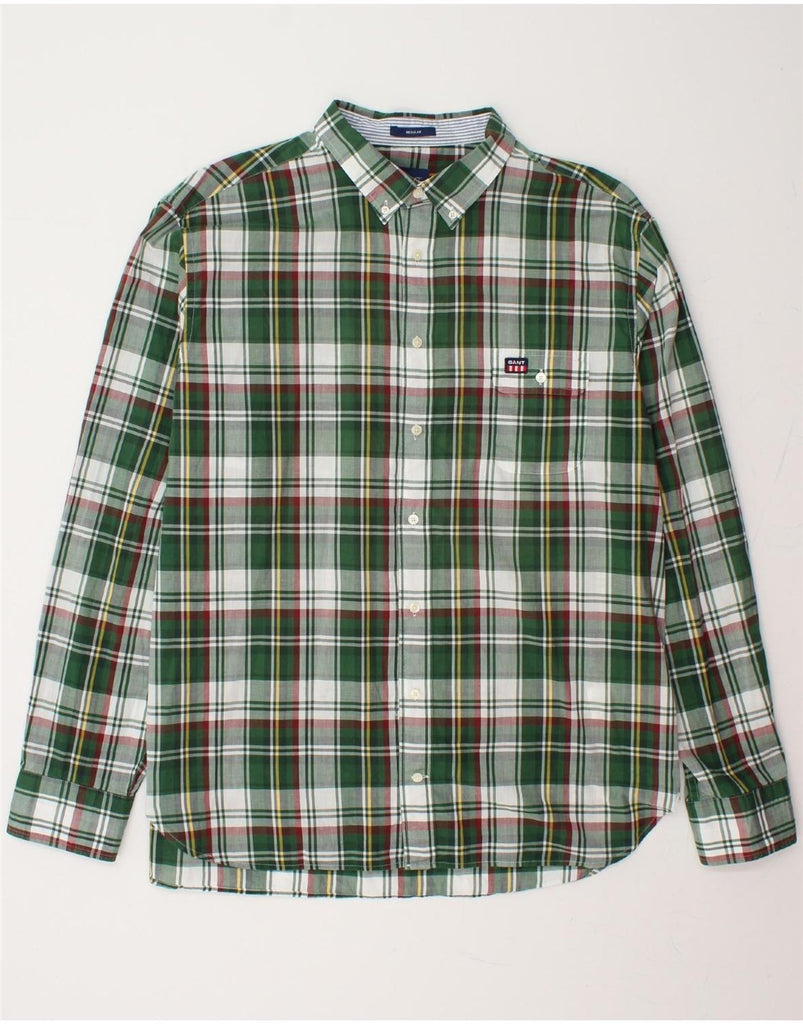 GANT Mens Shirt Size 45/46 18  2XL Green Check Cotton Vintage Gant and Second-Hand Gant from Messina Hembry 