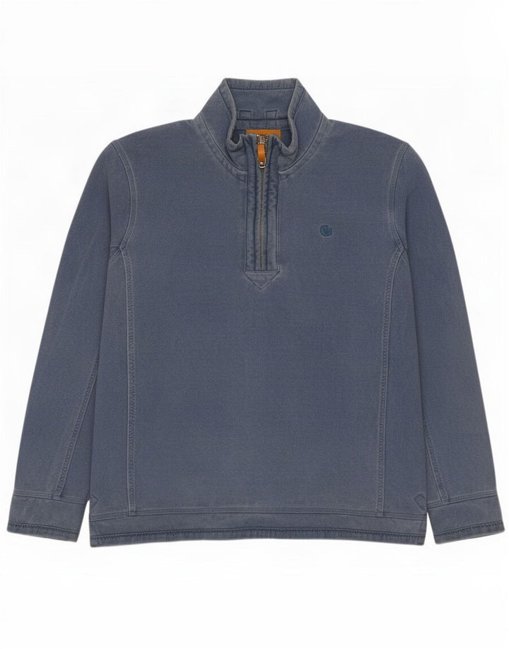 Fat Face Mens Graphic Zip Neck Sweatshirt Jumper Large Blue Cotton