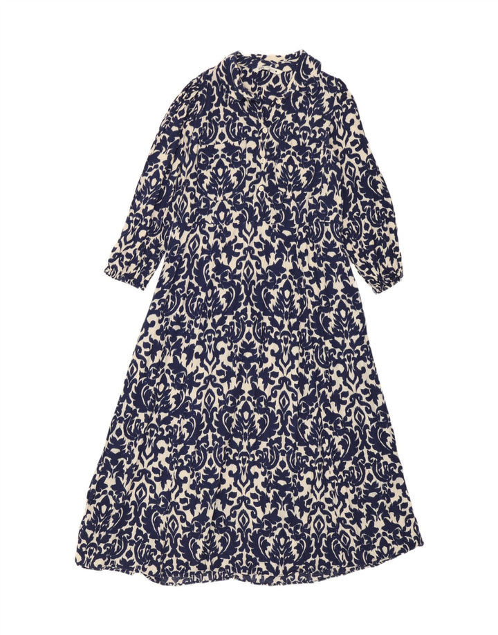 Zara Womens Maxi Dress UK 12 Medium Blue Ikat Viscose