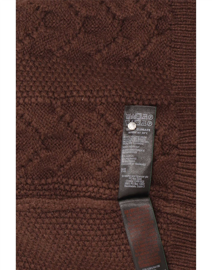 Marks & Spencer Womens Roll Neck Jumper Sweater UK 10 Small Brown Acrylic