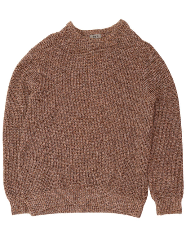 Marks & Spencer Mens Crew Neck Jumper Sweater 2XL Brown Cotton