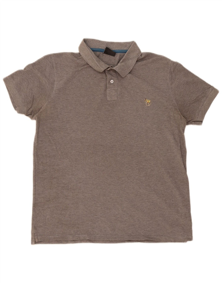 PAUL SMITH Mens Polo Shirt Medium Grey Cotton