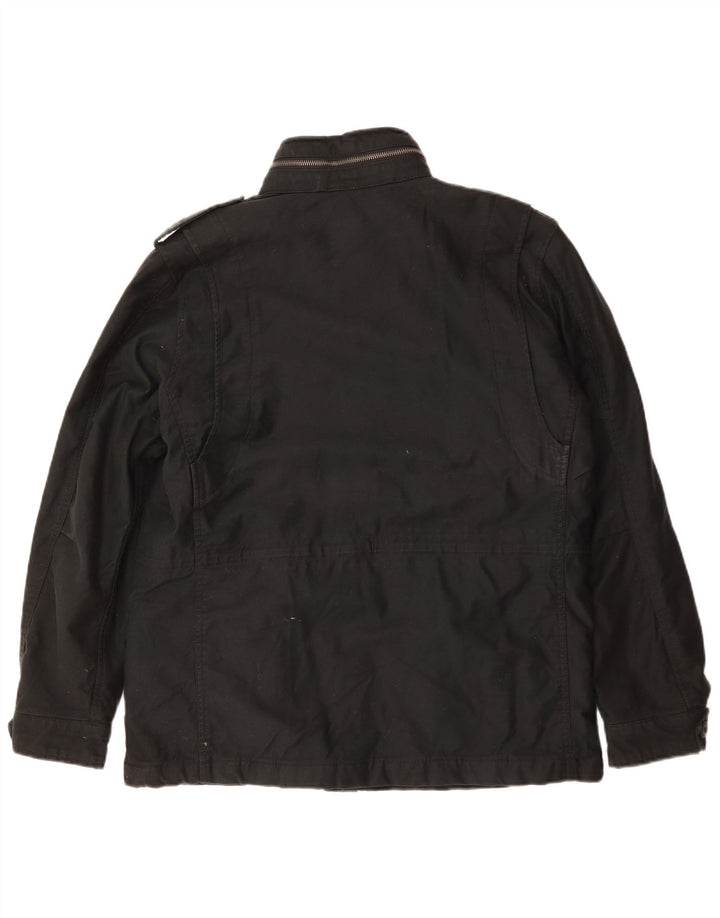 Superdry Mens Hooded Military Jacket UK 40 Large Black Polyester