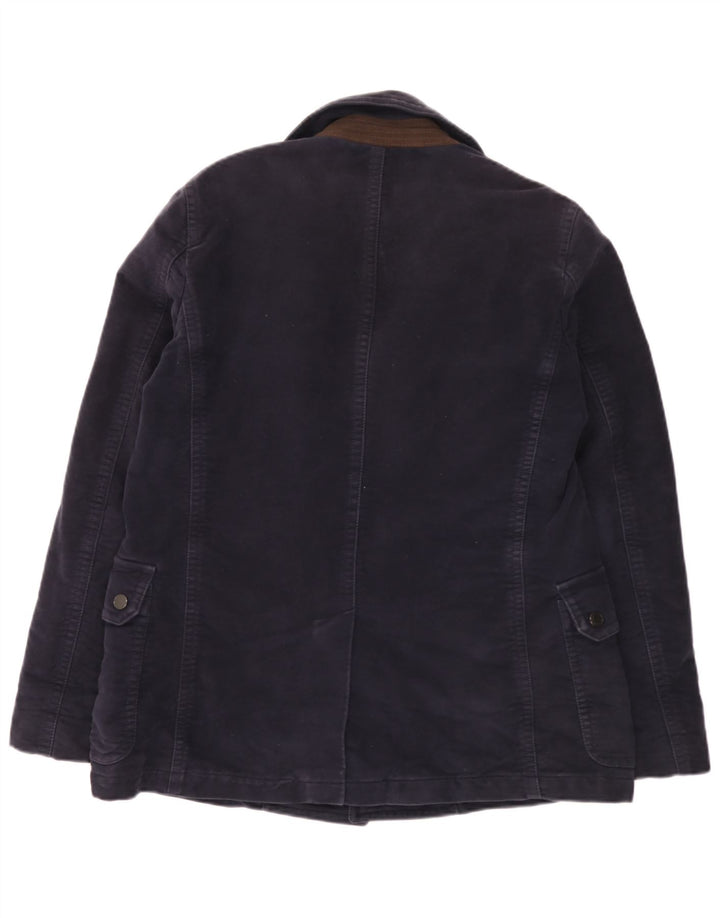 Henry Cottons Mens Pea Coat IT 50 Large Navy Blue Cotton