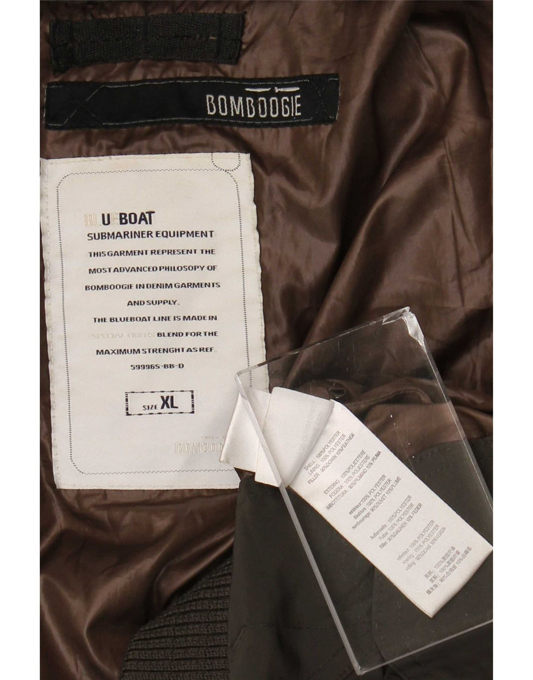 Bomboogie Mens Hooded Padded Jacket UK 42 XL Grey Polyester