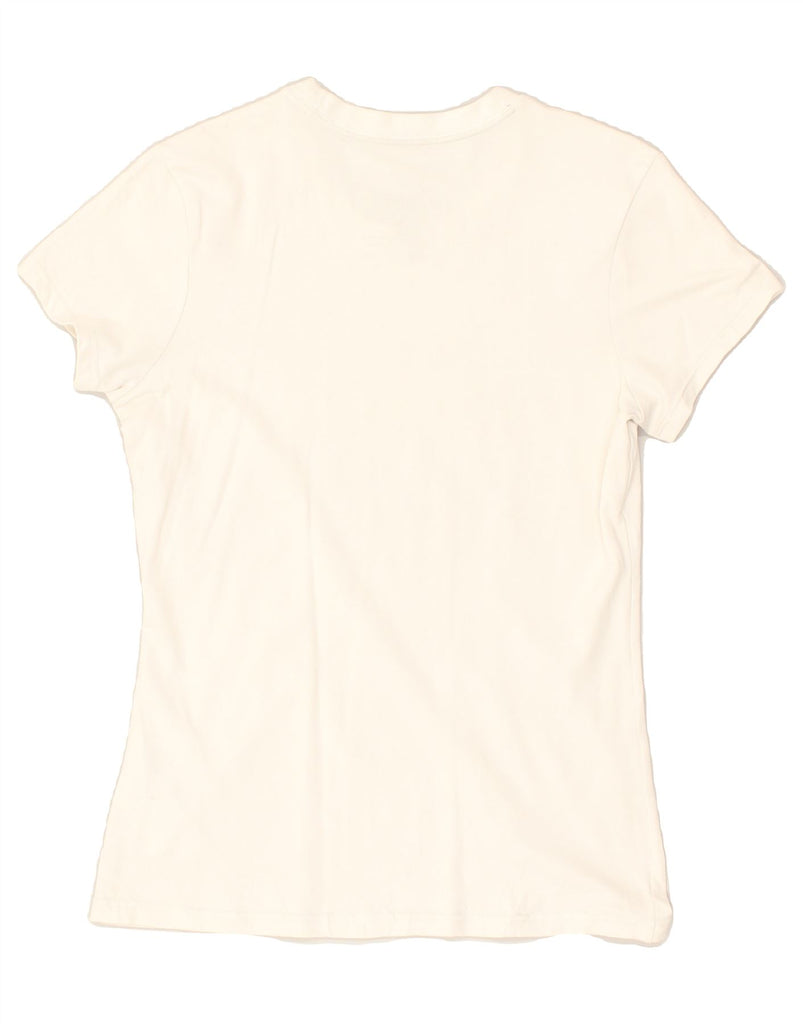 NIKE Womens Dri Fit Graphic T-Shirt Top UK 12 Medium Beige Cotton | Vintage Nike | Thrift | Second-Hand Nike | Used Clothing | Messina Hembry 