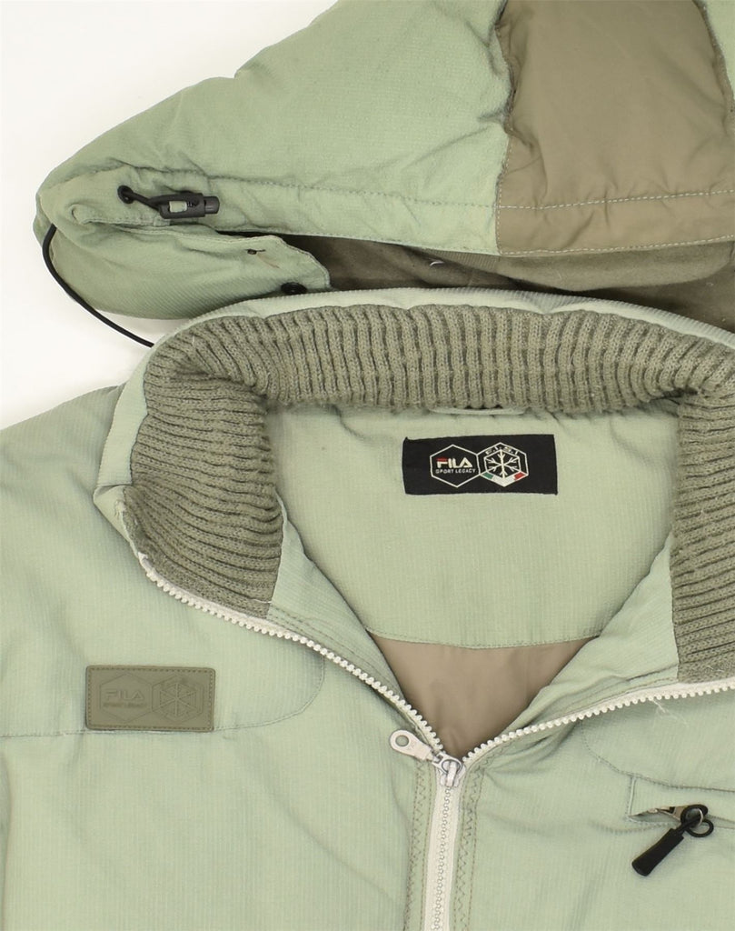 FILA Mens Hooded Padded Jacket UK 40 Large Green | Vintage Fila | Thrift | Second-Hand Fila | Used Clothing | Messina Hembry 