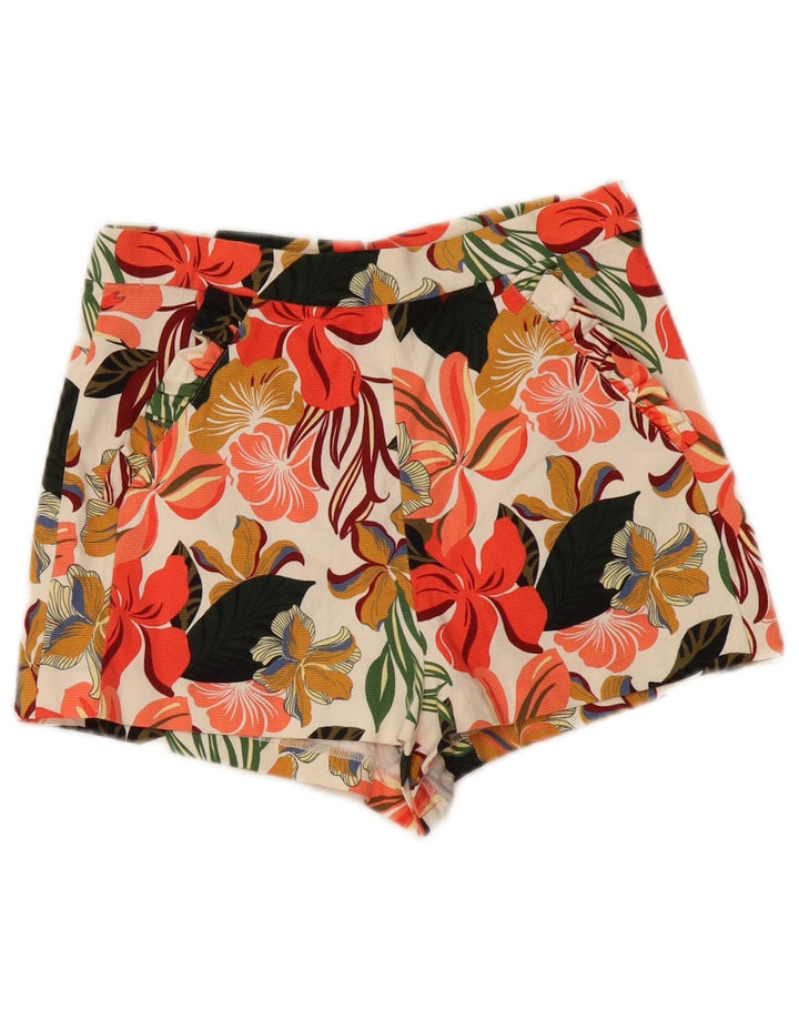 ZARA Womens High Waist Chino Shorts Small W26 Multicoloured Floral