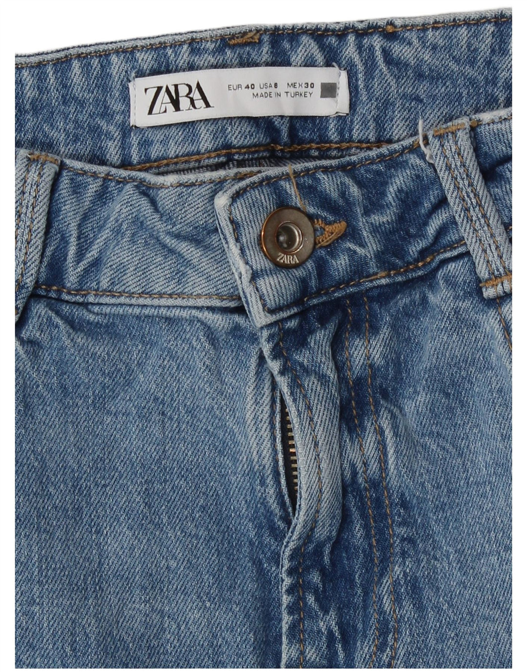 Zara Womens High Rise Straight Jeans EU 40 Medium W30 L27 Blue