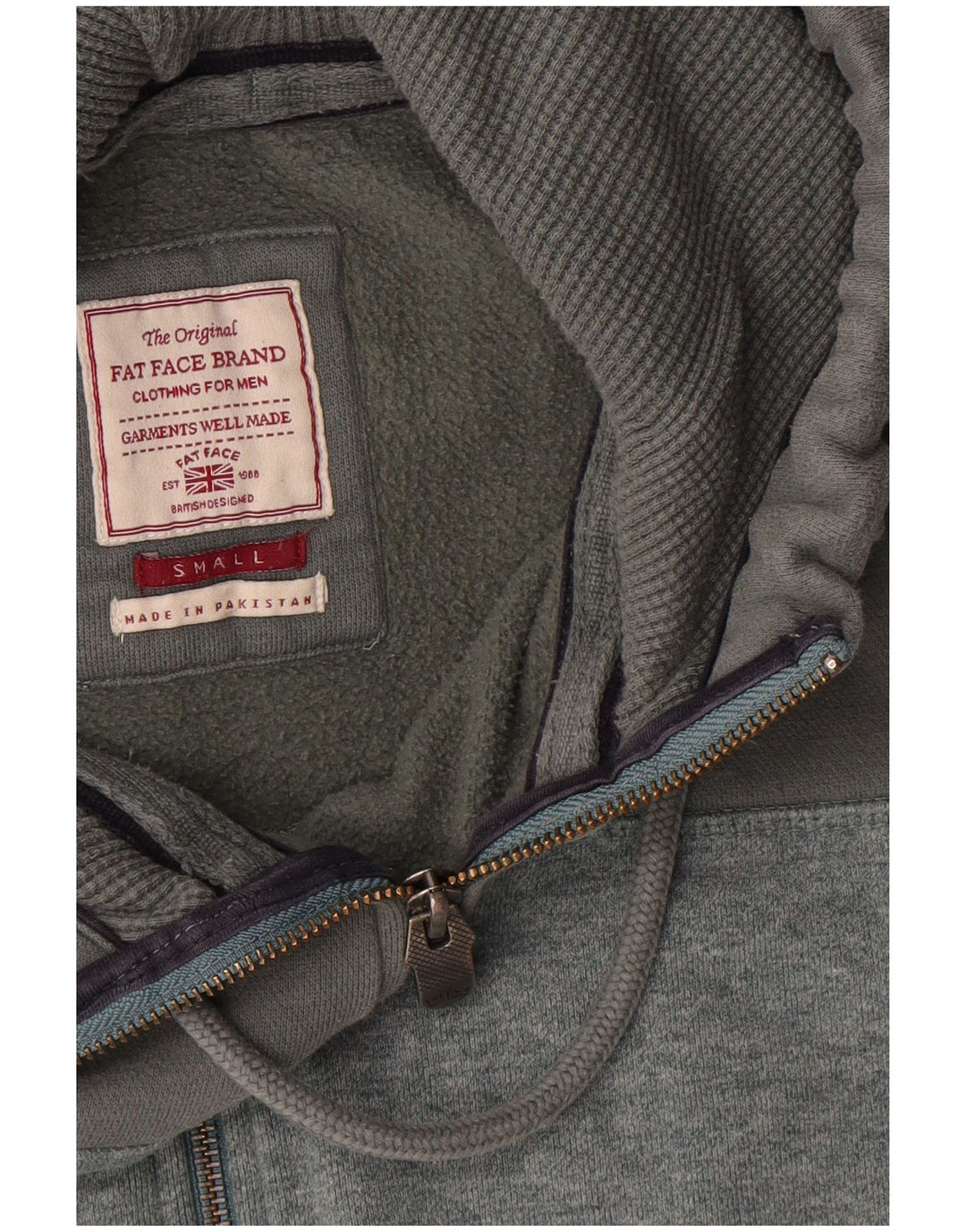 Fat Face Mens Zip Hoodie Sweater Small Grey Colourblock Cotton
