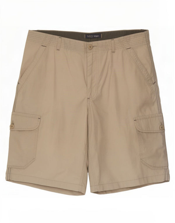 Marks & Spencer Mens Cargo Shorts Large W34 Beige Cotton