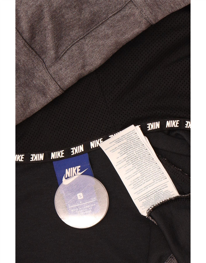 NIKE Mens Zip Hoodie Sweater Small Grey Colourblock Cotton
