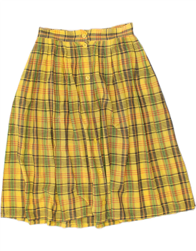 PENNY BLACK Womens Pleated Skirt W23 2XS Yellow Check Vintage Penny Black and Second-Hand Penny Black from Messina Hembry 