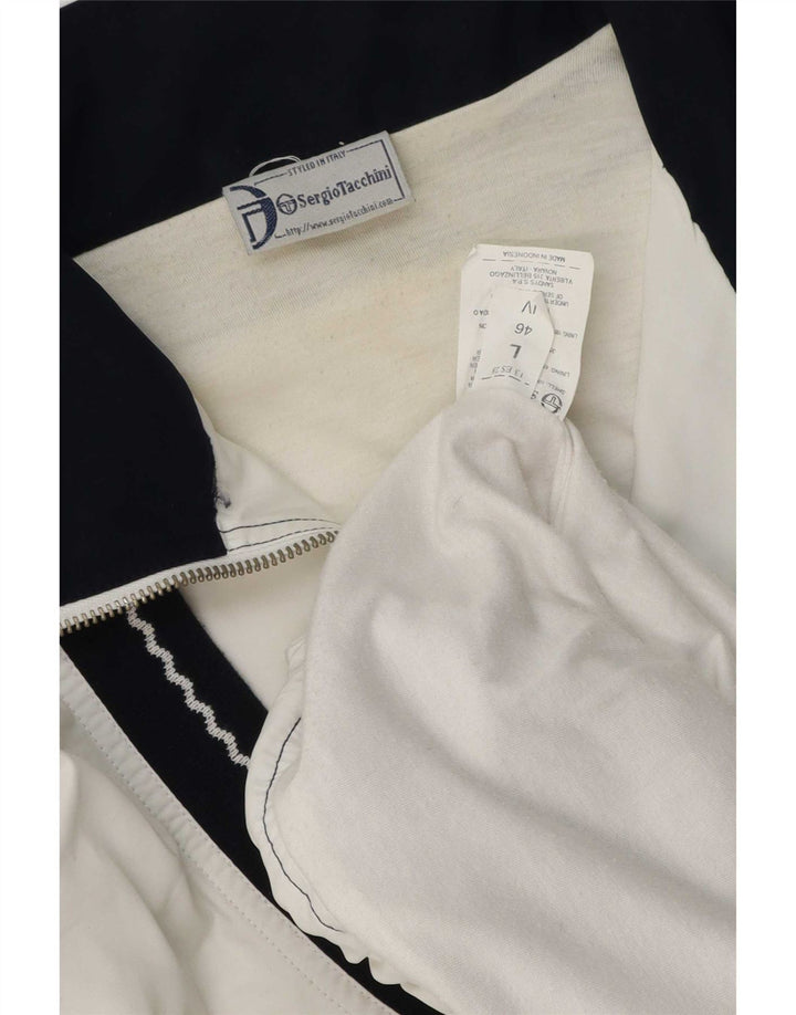 Sergio Tacchini Mens Tracksuit Top Jacket Large White Colourblock Polyester