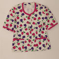 Alexander Womens Short Sleeve Shirt Blouse EU 38 Medium White Floral Cotton
