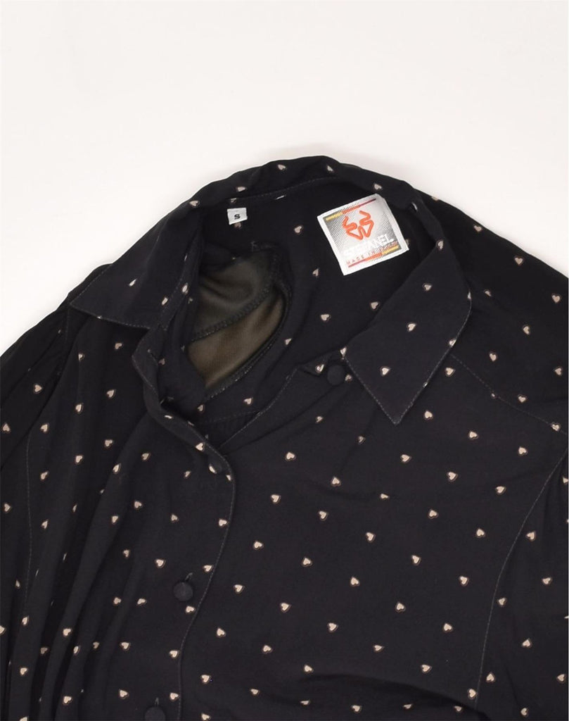 STEFANEL Womens Shirt UK 10 Small Black Spotted Viscose | Vintage Stefanel | Thrift | Second-Hand Stefanel | Used Clothing | Messina Hembry 