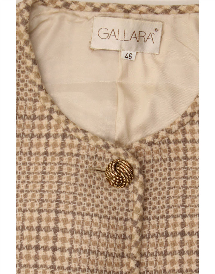 GALLARA Womens 4 Button Blazer Jacket IT 46 Large Beige Houndstooth