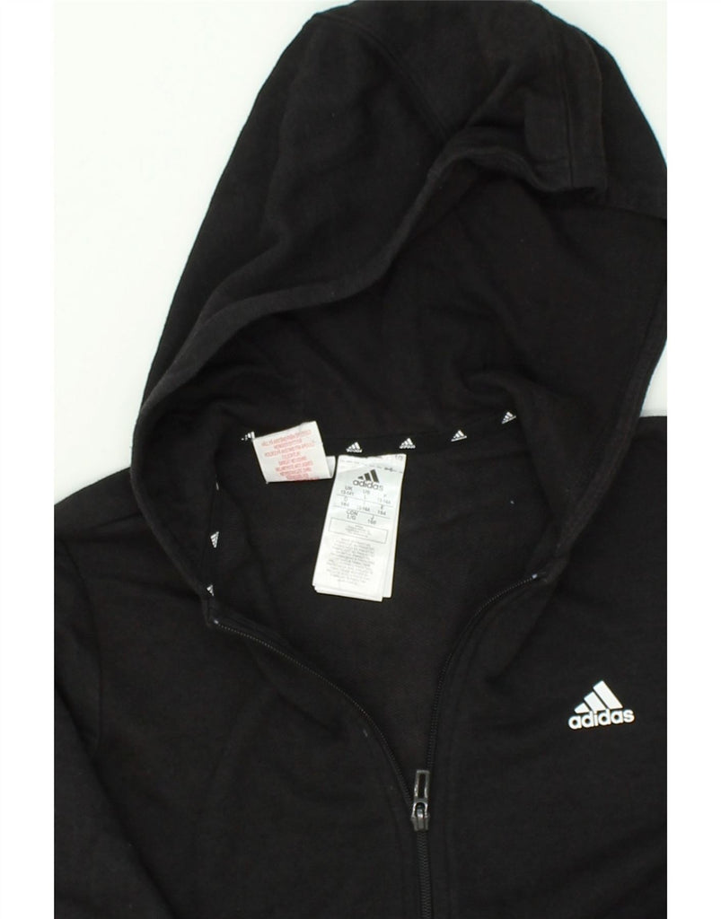 ADIDAS Boys Graphic Zip Hoodie Sweater 13-14 Years Black Cotton | Vintage Adidas | Thrift | Second-Hand Adidas | Used Clothing | Messina Hembry 