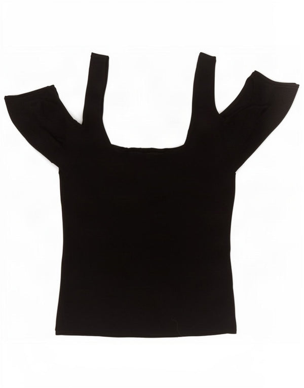 Topshop Womens Off Shoulder Top UK 10 Small Black Viscose