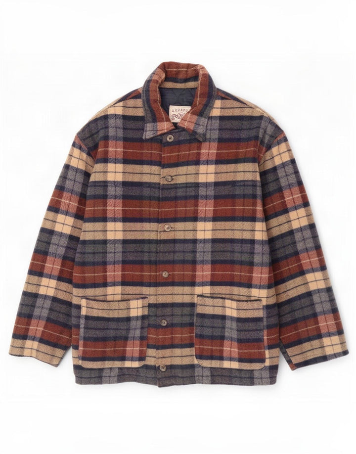 Vintage Mens Utility Jacket UK 40 Large Multicoloured Check Wool