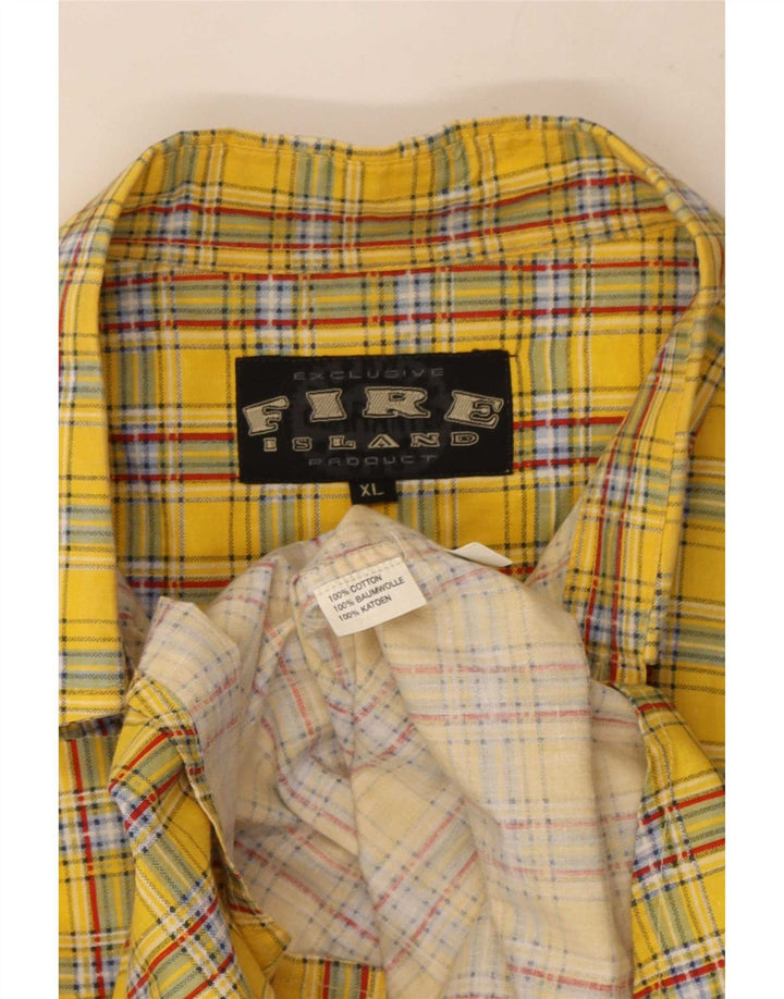 Vintage Mens Shirt XL Yellow Check Cotton